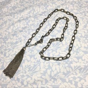 Silver Vintage Chain Belt/Necklace 34”With Tassel